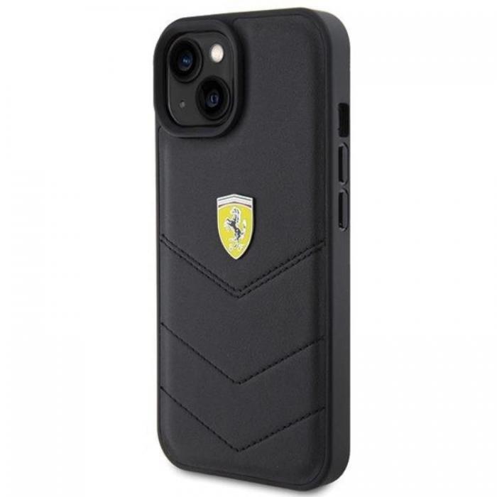 Ferrari - Ferrari iPhone 15 Mobilskal Quilted Metal Logo - Svart