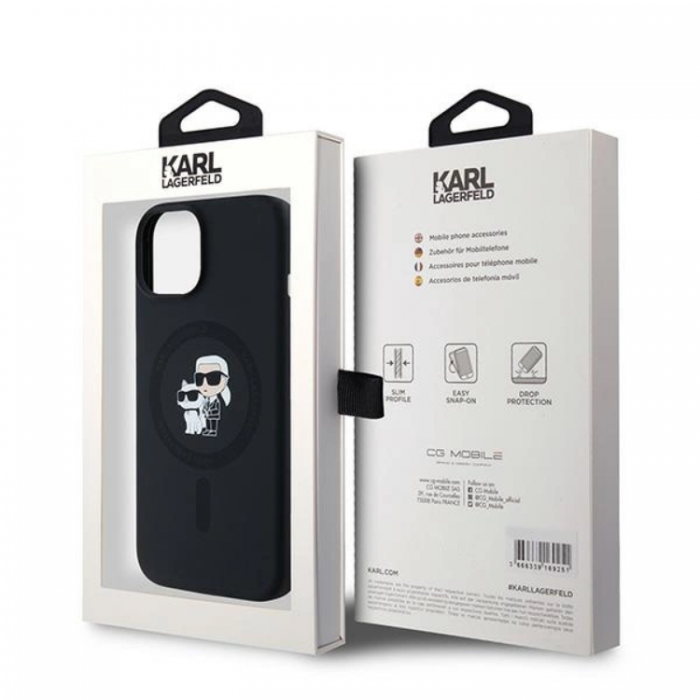 KARL LAGERFELD - Karl Lagerfeld iPhone 15/14 Plus Mobilskal Magsafe Silikon - Svart