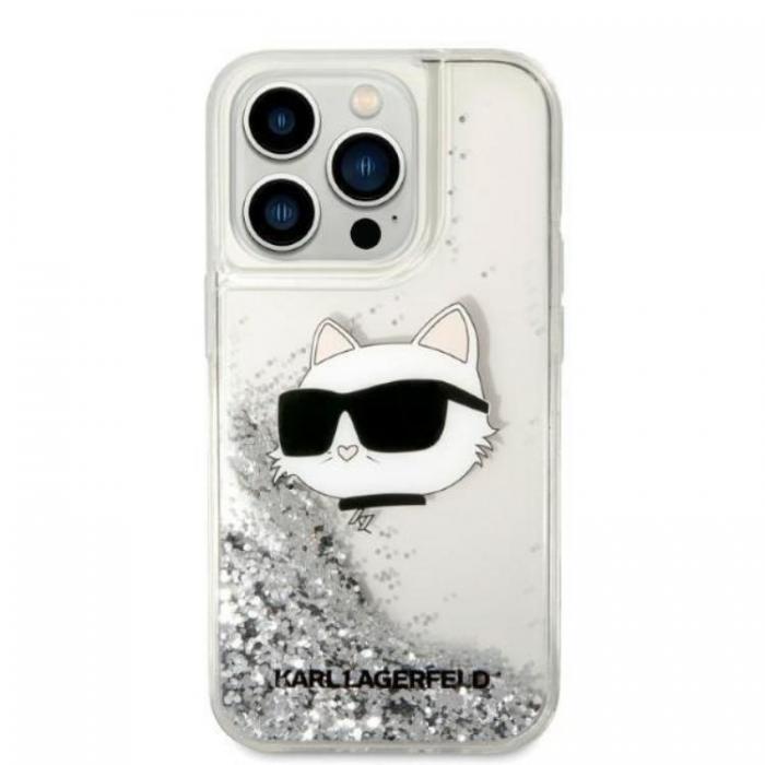 KARL LAGERFELD - Karl Lagerfeld iPhone 14 Pro Skal Glitter Choupette Head - Silver