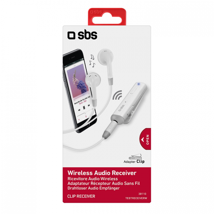 SBS - SBS Stereo-Hrlurar med Bluetooth Adapter Trdls Mottagare - Vit