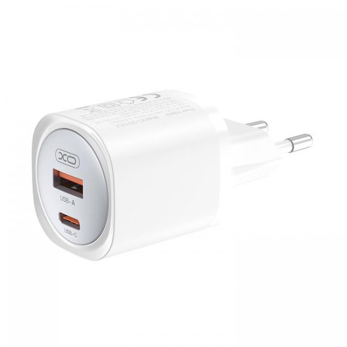 XO - XO Snabbladdare USB/USB-C 30W med USB-C/Lightning Kabel PD Vit