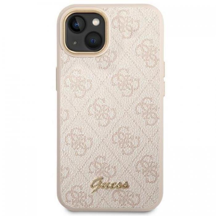 Guess - GUESS iPhone 14 Skal Vintage Gold Logo - Rosa