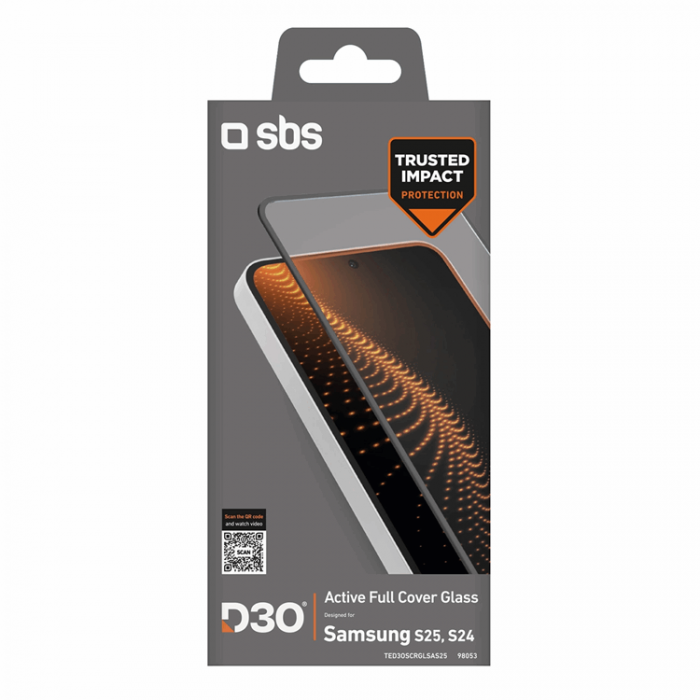 SBS - SBS Galaxy S25/S24 Hrdat glas Skrmskydd D3O med Ram