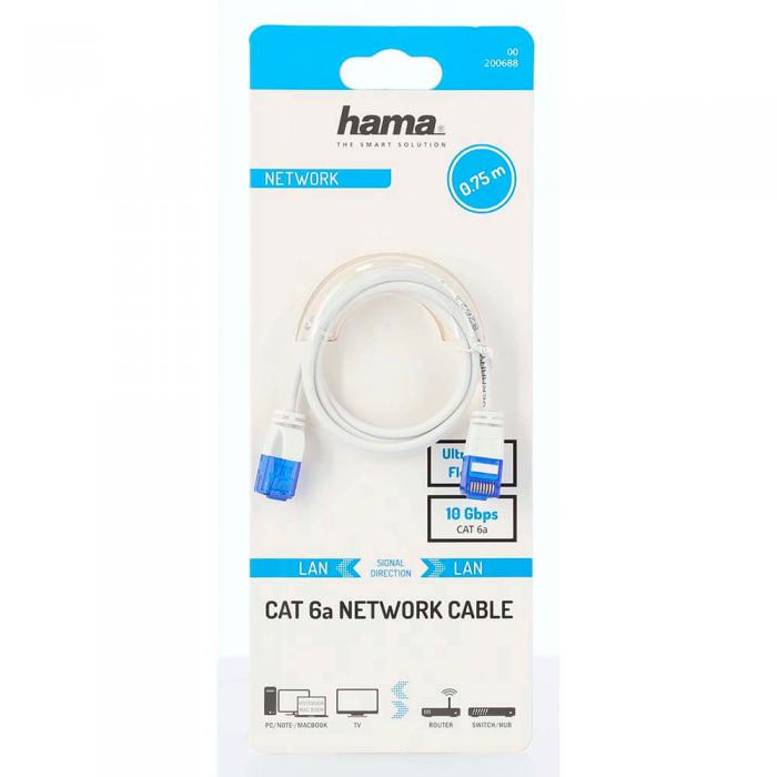 Hama - Hama Ntverkskabel CAT6a Slim U/UTP 0.75m - Vit