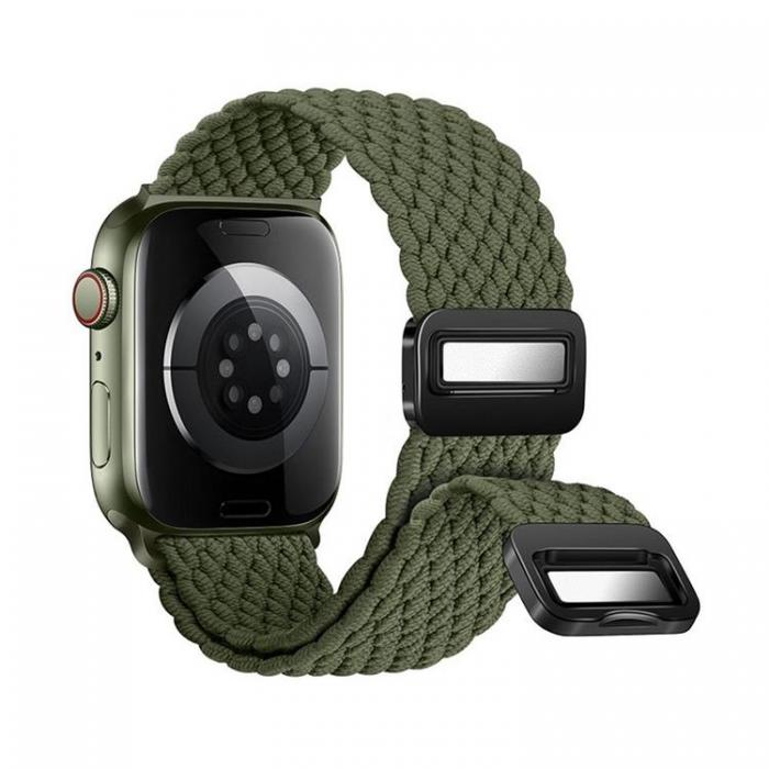 Forcell - Forcell Apple Watch (42/44/45/49mm) Armband Magnetic Nylon - Mrk Olive