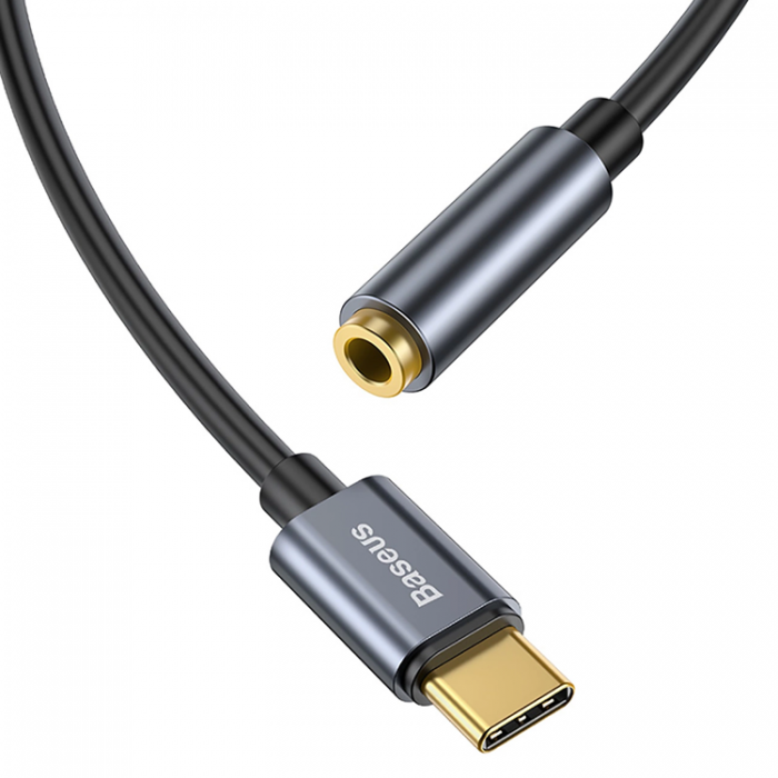 BASEUS - Baseus USB-C Hrlurar Adapter DAC minijack 3,5 mm - Gr