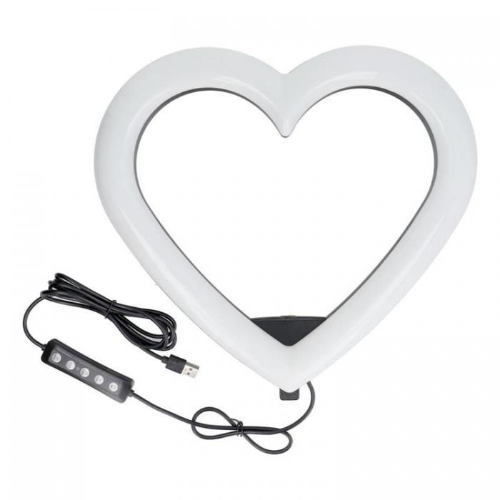 OEM - LED Ring lamp Heart 12 tum med hllare till mobil