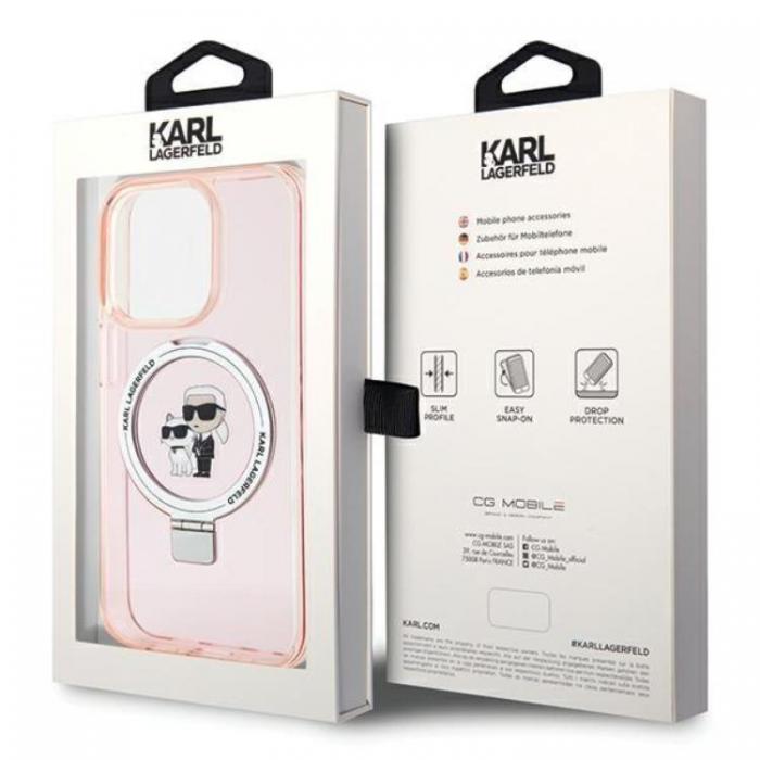 KARL LAGERFELD - KARL LAGERFELD iPhone 15 Mobilskal MagSafe Ringstll - Rosa