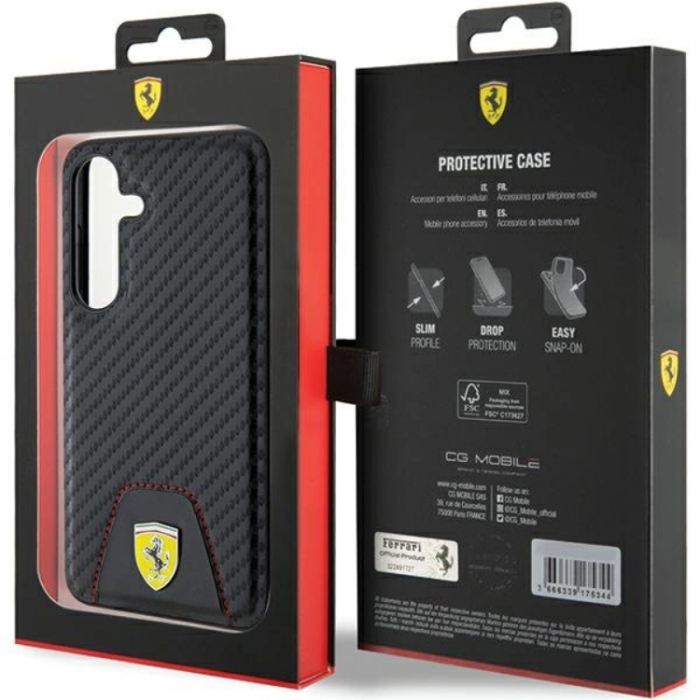 Ferrari - Ferrari Galaxy S24 Plus Mobilskal Carbon Stitched Bottom - Svart