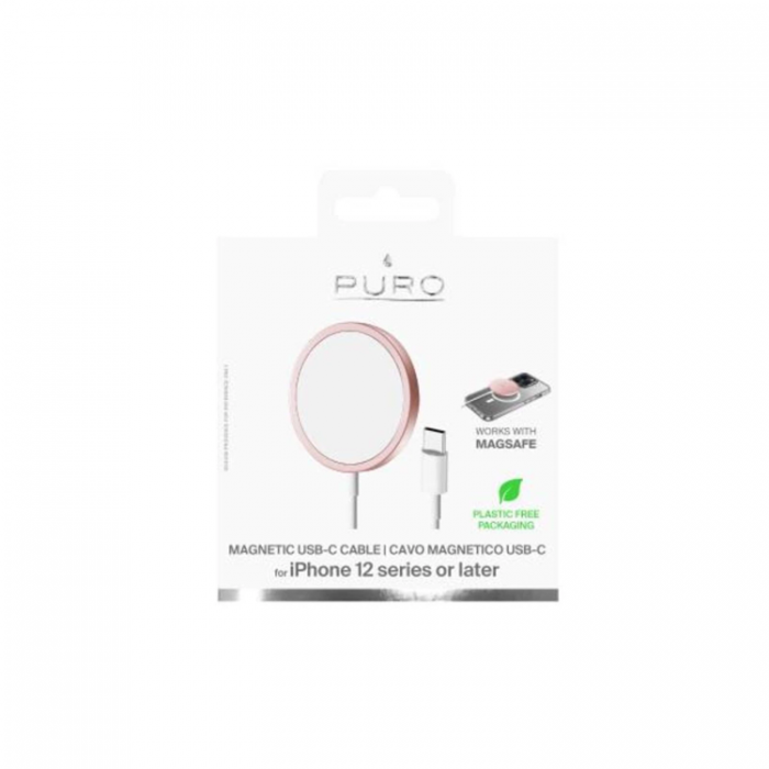 Puro - Puro MagSafe Magnetico Trdls Laddare 1m - Rosa