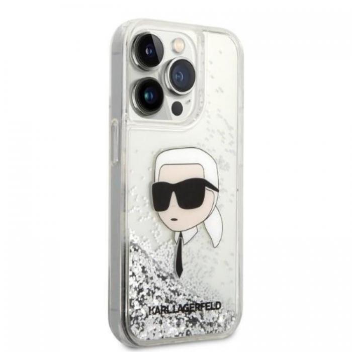 KARL LAGERFELD - Karl Lagerfeld iPhone 14 Pro Skal Glitter Karl Head - Silver