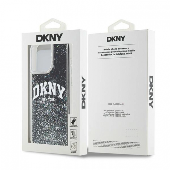 DKNY - DKNY iPhone 15 Pro Max Mobilskal Liquid Glitter Big Logo - Svart