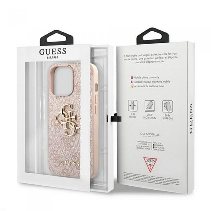 Guess - Guess iPhone 13 Pro / 13 Rosa Hrt Skal Metall-Logo