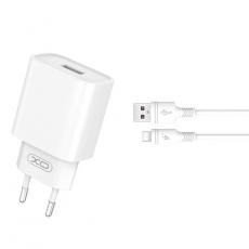 XO - XO Väggladdare 18W USB med USB-C Kabel CE02D 3.0 QC - Vit