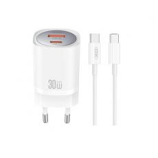 XO - XO Snabbladdare 30W USB Till USB-C med Kabel CE21 PD - Vit