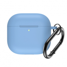 A-One Brand - Airpods 4 Skal Silikon med Carabiner - Ljusblå