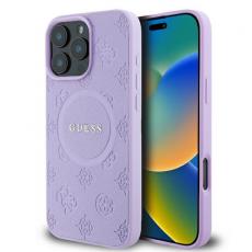 Guess - Guess iPhone 16 Pro Mobilskal Magsafe Saffiano Peony Logo - Lila