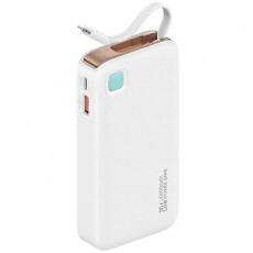 USAMS - USAMS Powerbank 10000mAh 20W Med Lightning Kabel Retractable - Vit