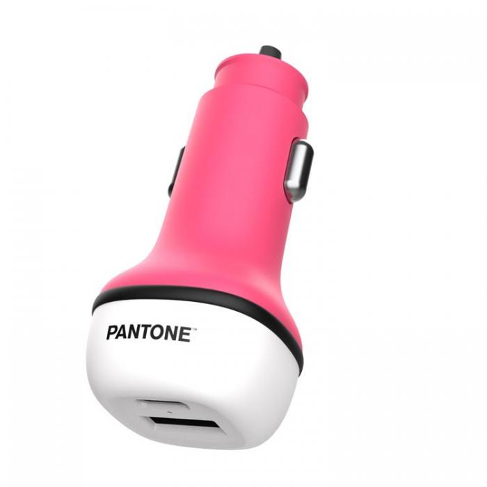 PANTONE - Pantone Billaddare USB Till USB-C 38W PD QC 184C - Rosa