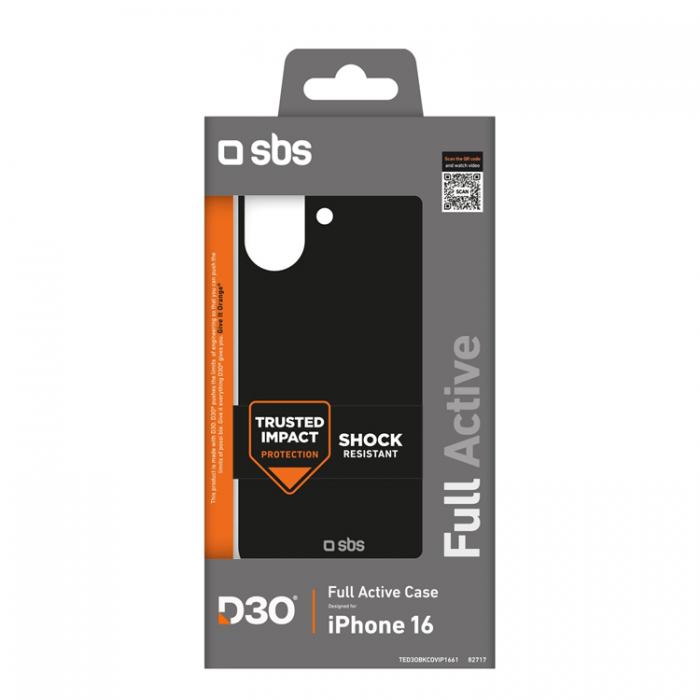 SBS - SBS iPhone 16 Mobilskal Full Active D3O - Svart