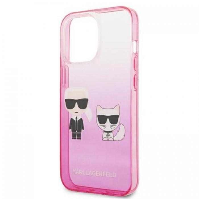 KARL LAGERFELD - Karl Lagerfeld iPhone 13 Pro Skal Gradient Ikonik Karl & Choupette - Rosa