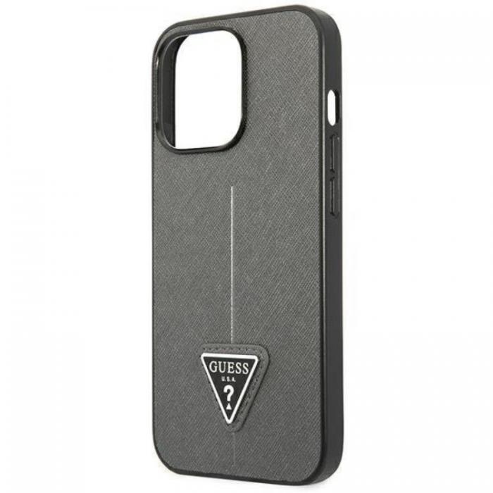 Guess - GUESS iPhone 14 Pro Max Skal Saffiano Triangle Logo - Silver