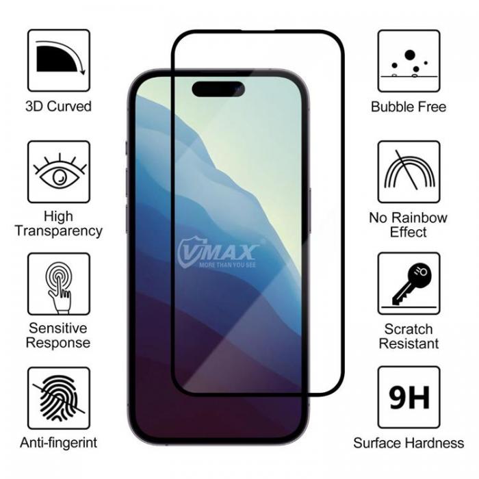 VMAX - Vmax iPhone XS Max/11 Pro Max Hrdat Glas Skrmskydd 9D - Svart