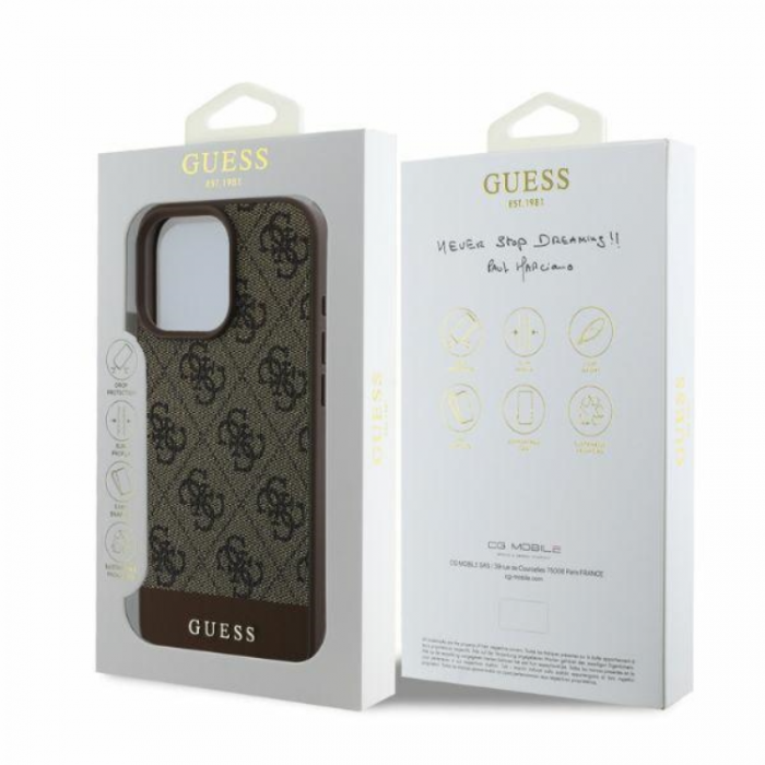 Guess - Guess iPhone 16 Pro Max Mobilskal 4G Bottom Stripe - Brun