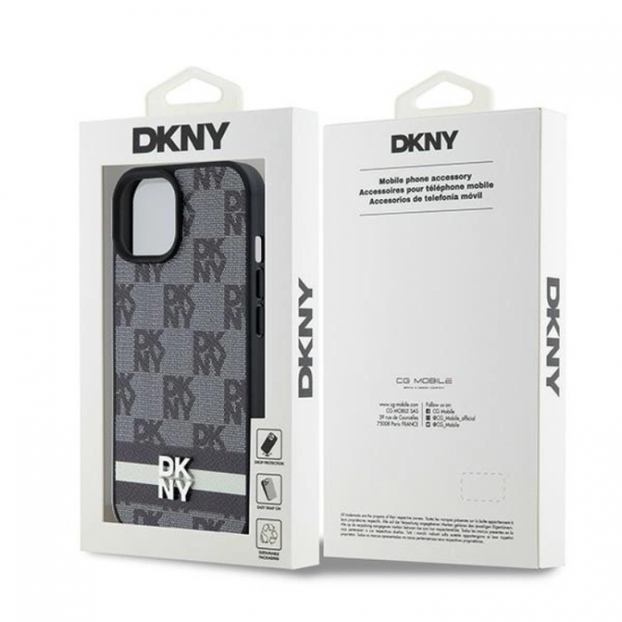 DKNY - DKNY iPhone 15/14/13 Mobilskal Lder Checkered Mono Pattern