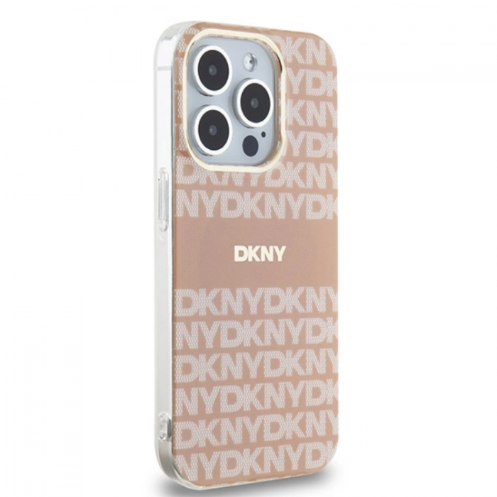 DKNY - DKNY iPhone 14 Pro Max Mobilskal Magsafe IML Mono & Stripe - Rosa