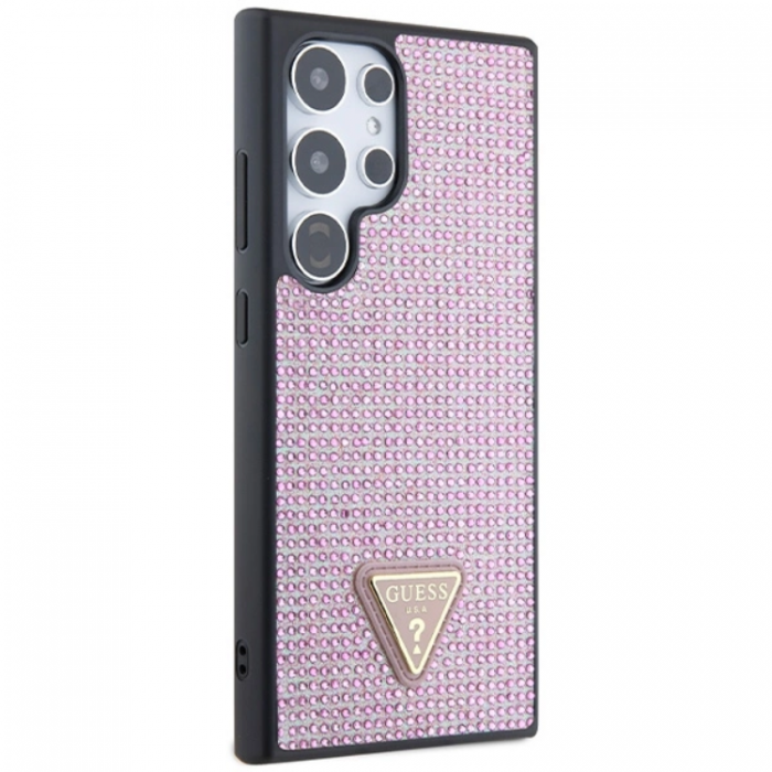 Guess - Guess Galaxy S24 Ultra Mobilskal Rhinestone Triangle - Rosa