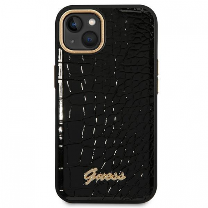 Guess - GUESS iPhone 14 Plus Skal Croco Collection - Svart