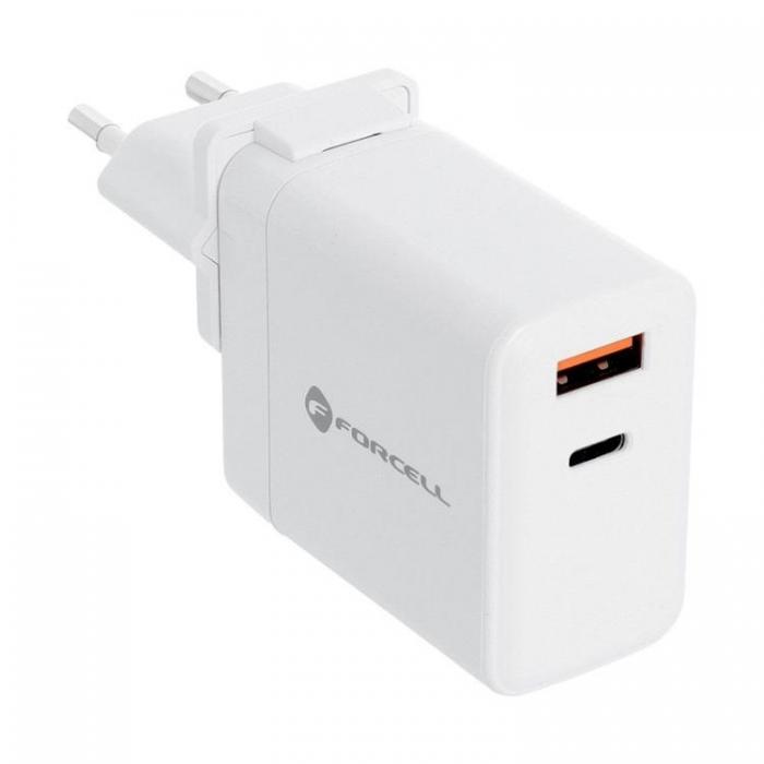 Forcell - Forcell F-Energy 3in1 Vggladdare 45W USB-C/USB-A med utbytbara pluggar