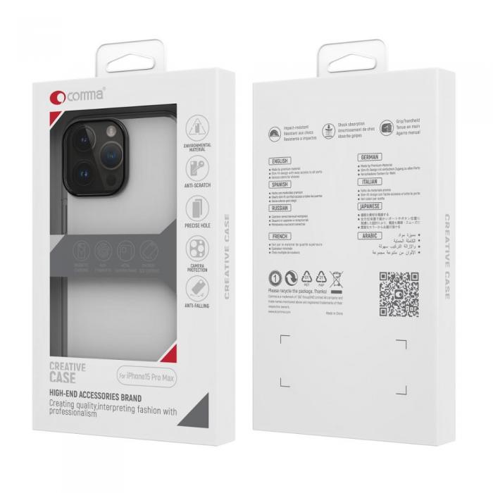 Comma - iPhone 15 Pro Max Skal Transparent Antibakteriellt Hrt Skydd