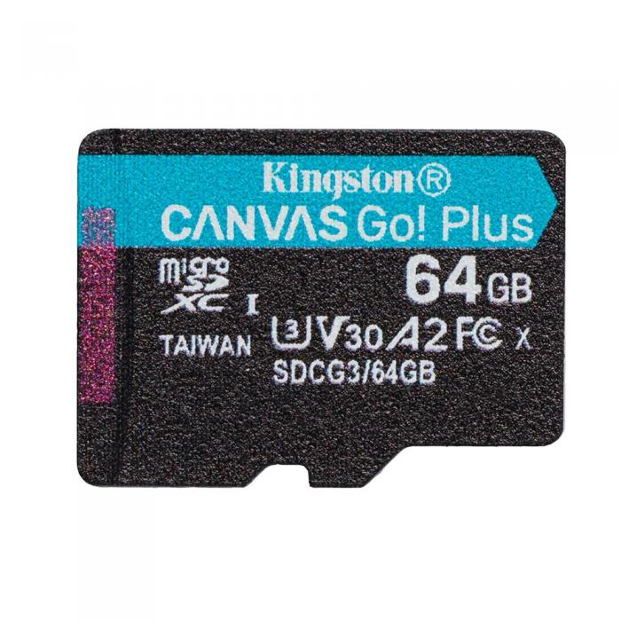 Kingston - Kingston 64GB microSDXC Canvas Go! Plus UHS-I 170MB/s Adapter