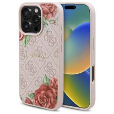 Guess - Guess iPhone 16 Pro Mobilskal MagSafe 4G Flowers Print - Rosa