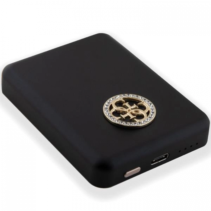 Guess - Guess Magsafe Powerbank 3000mAh 5W 4G Strassed Metal Logo - Svart