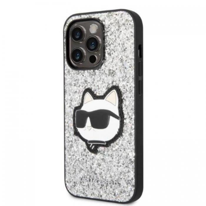 KARL LAGERFELD - Karl Lagerfeld iPhone 14 Pro Skal Glitter Choupette Patch - Silver