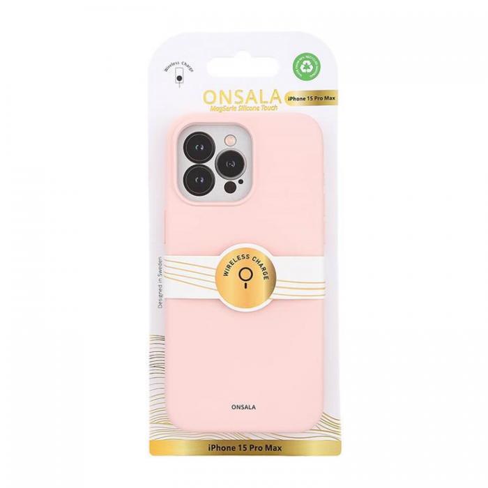 Onsala - Onsala iPhone 15 Pro Max Mobilskal Magsafe Silicone - Chalk Rosa