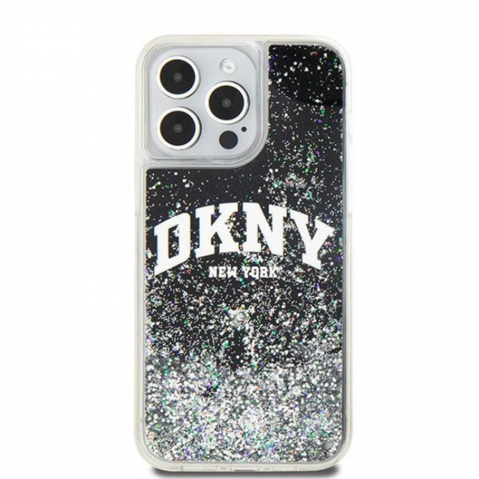 DKNY - DKNY iPhone 11/XR Mobilskal Liquid Glitter Big Logo - Svart