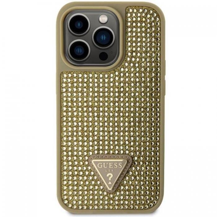 Guess - Guess iPhone 14 Pro Max Mobilskal Rhinestone Triangle - Guld