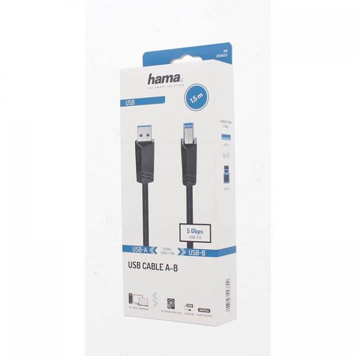 Hama - HAMA Kabel USB 3.0 5 Gbit/s 1.5m - Svart