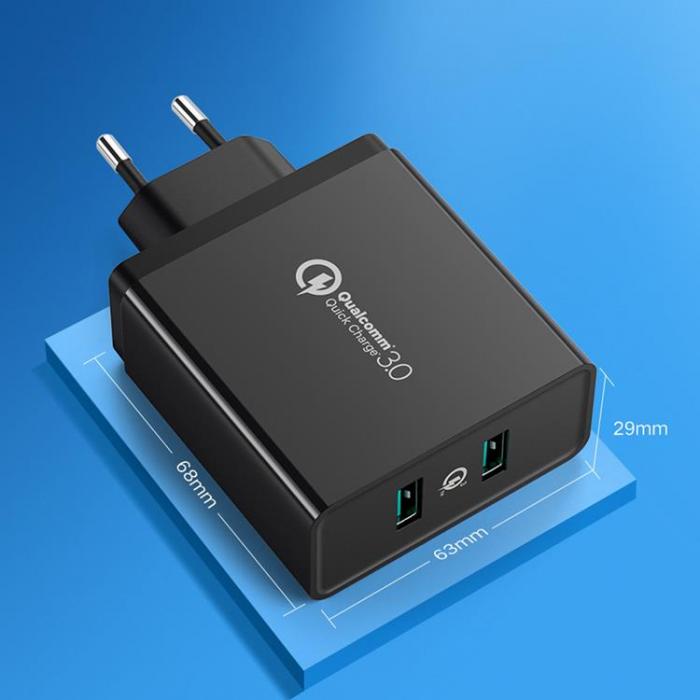 Ugreen - Ugreen Vggladdare 2xUSB-A 36W - Svart