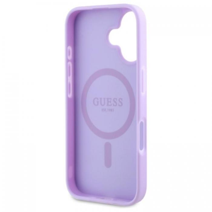 Guess - Guess iPhone 16 Plus Mobilskal Magsafe Saffiano Peony Classic Logo - Lila