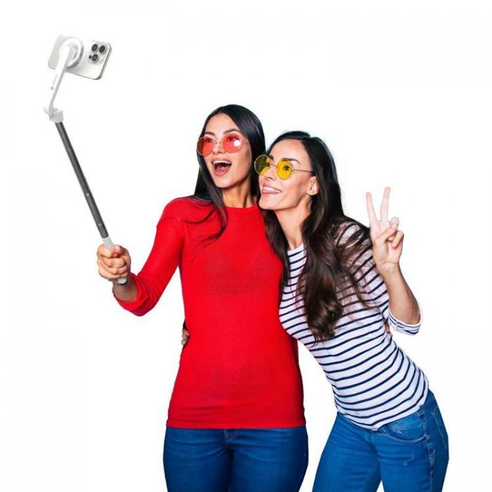 Forcell - Forcell MagSafe Selfiestick Med Trdls Kontroll F-Grip - Vit