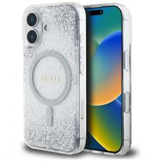 Guess - Guess iPhone 16 Mobilskal MagSafe HC Resin Bottom Glitter - Silver