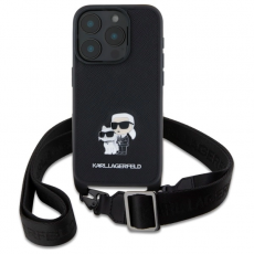 KARL LAGERFELD - Karl Lagerfeld iPhone 16 Pro Max Mobilskal Karl&Choupette Metal Pin CBDY Strap