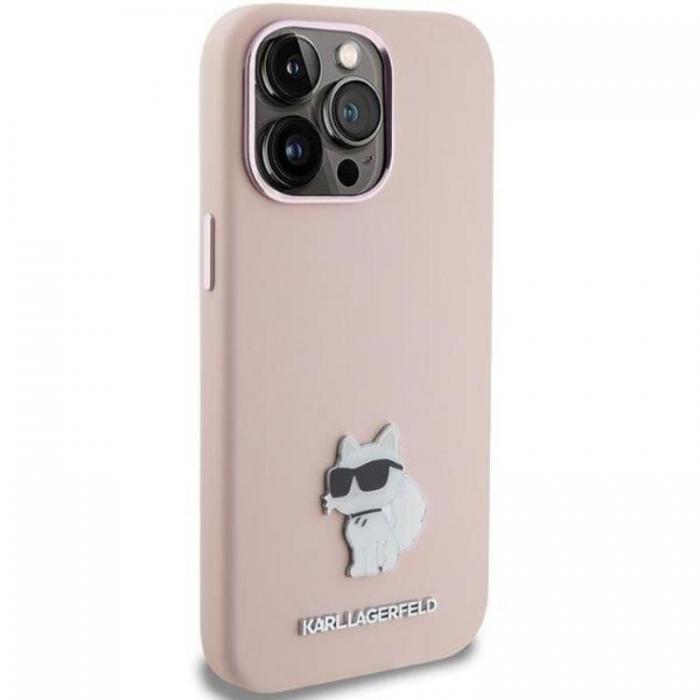 KARL LAGERFELD - KARL LAGERFELD iPhone 15 Mobilskal Silikon Choupette Metal Pin