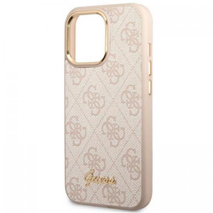 Guess - GUESS iPhone 14 Pro Skal Vintage Gold Logo - Rosa