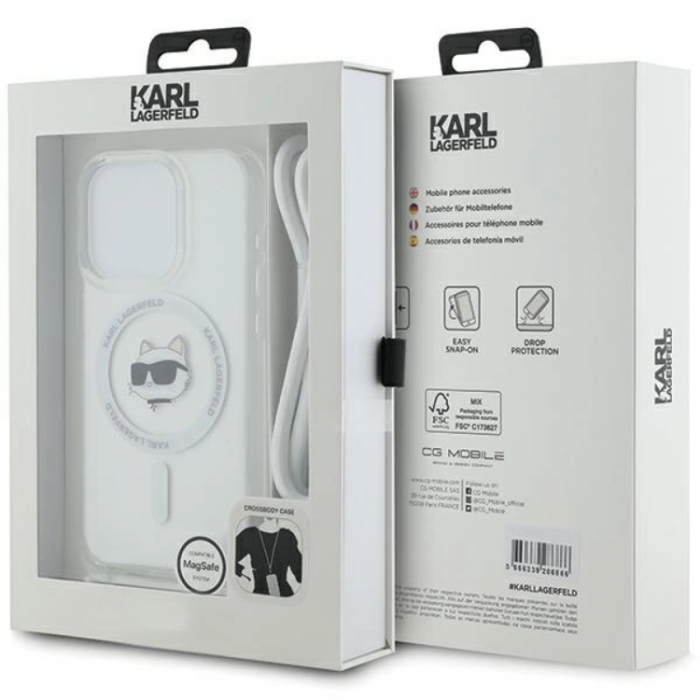 KARL LAGERFELD - Karl Lagerfeld iPhone 15 Pro Mobilskal Magsafe IML Choupette Head&Cord